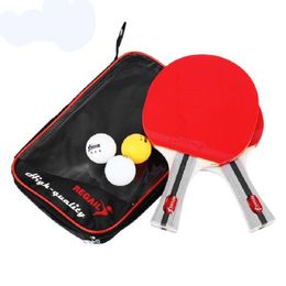Wholesale Table Tennis Ping Pong Racket Two Shake-hand Grip Bat Paddle Three Balls Light Tip Heavy Handle Table Tennis Racket Free Shipping