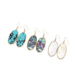 Women's Jewellery Fashion Gold Geometric Geometric Oval Hexagon Abalone Shell Charm Pendant Druzy Drusy Earrings Gift Jewellery