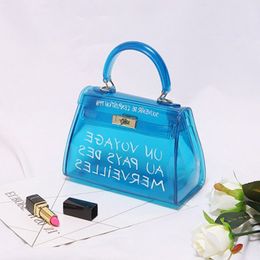 Fashion Bags Clear PVC Jelly Women Handbags Candy Color Transparent Shoulder Messenger Bags For Lady Girls Purse Letter Large Capacity D 7988