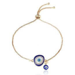 2019 Low Price Good Luck Hamsa Hand Charm Blue Evil Eye Bracelet Jewellery Turkey Fatima Hand Handmade Gold Colour Chain For Woman Gift
