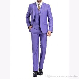 New Style Lavender Man Work Business Suit Wedding Prom Blazer Party Clothes Set Groom Tuxedos (Jacket+Pants+Vest+Tie) J716