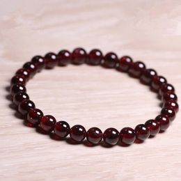 red bracelets for men UK - 8mm Natural Stones Red Garnet Bracelet Crystal Quartz Round Bead Men Women Bracelet Healing Energy Gift Lucky Jewelry