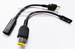 USB Type C Female to Square Male Plug Power Adapter Charger Cable For Lenovo T460s E470 T450/2PCS