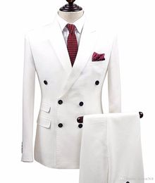 Cheap And Fine Double-Breasted Groomsmen Peak Lapel Groom Tuxedos Men Suits Wedding/Prom/Dinner Best Man Blazer(Jacket+Pants+Tie) A579
