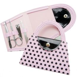 FREE SHIPPING Wedding Favors Pink Polka Dot Purse Manicure Set Bridal Shower Gift Pedicure Kit For Guest LX7405