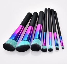 Pro Makeup brushes kit 7pcs brush tools for Eye shadow Blush foundation cosmetics Colourful wood handle soft nylon brush head DHL Free