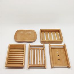 4 Styles Natural Bamboo Soap Dish Simple Soap Holder Rack Plate Tray Bathroom Soap Holder Case Directly sale