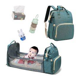 2 in1 Baby Diaper Bags Travel Portable Large Capacity Shoulder Mommy bags Newborn NappyFolding Crib Bag baby carrying backpack bed M2136