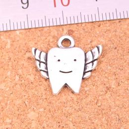 74pcs Charms tooth fairy teeth Antique Silver Plated Pendants Making DIY Handmade Tibetan Silver Jewelry 20*18mm