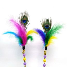 1PC Teaser Feather Cat Toys Kitten Funny Colorful Rod Wand Plastic Pet Toy Interactive Stick Supplies