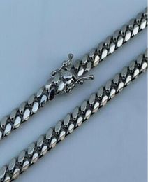 Miami Cuban Link Stainless Steel Chain Real Solid 925 Silver ITALY Heavy 6mm 24" Box Lock