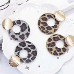Fashion-Classic alloy Plush Leopard Earrings for Girl Animal Print Round Punk Pendientes za Earrings Oorbellen
