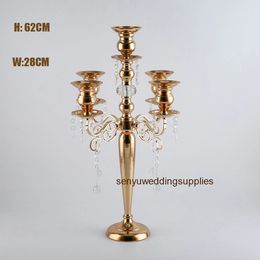 New style 5 arms gold metal candelabra for wedding centerpiece senyu0351