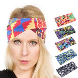 Hot sale African Pattern Ankara Print Cotton Headband for Women Beach Twist Turban Vintage Headband Elastic Hair Accessories