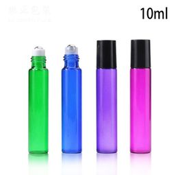 New Arrival Pull Tube 10ML Glass Roller Oil Bottles Blue Purple Green Red 10 ml Roll On Bottles Fragrance 1100Pcs Factory Price SN2361