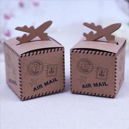 50pcs Kraft Paper Airplane Wedding Candy Box Sweets Gift Boxes Souvenirs Party Decoration Wedding Birthday Party Event Supplies