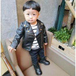 Fashion Baby Boy Leather Jackets PU Short Coat for Boys Outerwear Cloth infant baby jacket High Quality Spring Newborn Coats NEW