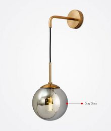 Nordic Post Modern LED Wall Lamp Creative Glass Ball Mirror Bedside Wall Lamps Vintage Light For Living Room Heme Decor MYY