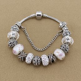 Wholesale-Charm Beaded Bracelet Luxury Designer Jewellery for Pandora Silver Plated Crystal DIY Beaded Bracelet with Original Box