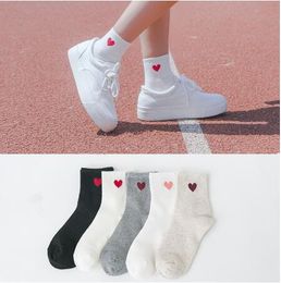 Harajuku Women Cotton Long Socks Japanese Novelty Love Heart Pattern Socks Hiphop Solid Cotton Cool Socks GD60