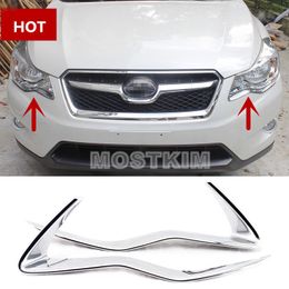 ABS Chrome Front Headlight Lamp Cover 2pcs For Subaru XV Crosstrek 2012-2017