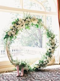 Hot Sale Round Gold Colour Metal Flower Arch Stand Support for Wedding Event decoration Modern Decor senyu0025