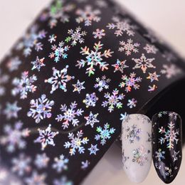 Xmas Pattern Nail Art Stickers 3D Snowflake Star Laser Glitter Christmas Decorations Manicure Nails Transfer Foils 100x4cm