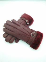 Fashion-High Quality Women Wool Gloves Winter Fashion Warm Gloves Genuine Leather women Fashion Gloves