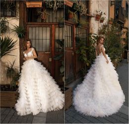 mermaid wedding dress sweetheart sleeveless tiered skirt appliqued lace sweeptrain bridal dress backless custom made robes de marie