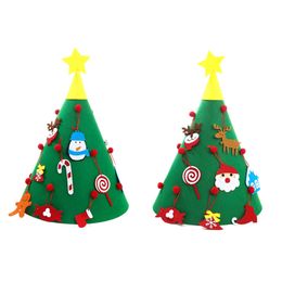 3D DIY Felt Christmas Tree with Hanging Ornaments Kids Xmas Gifts Christmas Home Decorations Puzzle Educational Toys 70X50CM