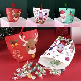 -Natal dos doces envoltório de Caixas Xmas cookies Snack doces pacote de saco de presente do Feliz cartão impresso 3D Xmas Candy Box Papel