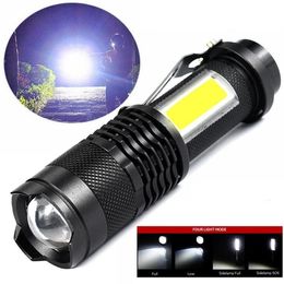 LED COB Flashlight Q5 light torch Mini outdoor sports flash light hiking camping hunting fishing cycling zoom flashlight torch