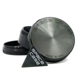 In Stock Space Case Herb Smoking Grinder 55mm/63mm 4 Part Aluminum Alloy Herb Spice Crusher With triangular pull