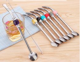 Philtre 304 Stainless Steel straws Yerba Mate Tea Bombilla Gourd reusable Drinking Filtered spoon straw