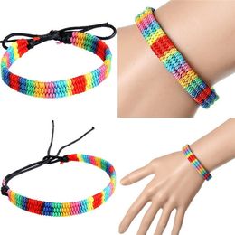 Al por mayor pulseras hechas a mano de estilo étnico retro pulsera tejida cuerda de arco iris para las mujeres única amistad pulseras regalo