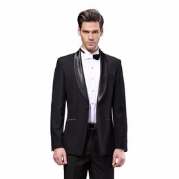 Cheap And Fine One Button Groomsmen Shawl Lapel Groom Tuxedos Men Suits Wedding/Prom/Dinner Best Man Blazer(Jacket+Pants+Tie) A260