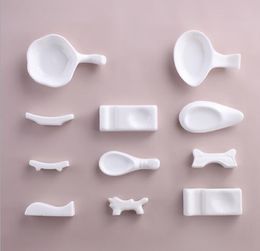 Creative white ceramic chopstick rack, spoon holder, sauce dish