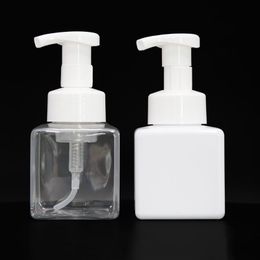 250ml 500ml PET Hand Sanitizer Bottle Clear White Square Foam Pump Bottle for Face Cleansing Free Fast Sea cargo