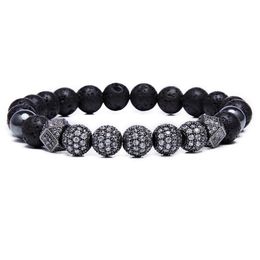 Zircon Ball Volcanic Stone Bracelet 8mm Essential Oil Beads Melting Rock Perfume Spreading Bracelet Men's and Women's, 7'' - 9'' Gift