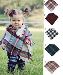 5 tyles Kids Plaid Blanket Scarves Tartan lattice Tassels Scarf Fashion Soft Neckerchief Spring Fall Baby Scarf Shawl