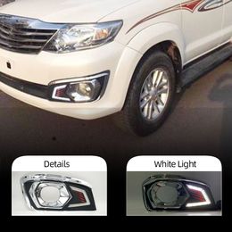 2PCS LED DRL For Toyota Fortuner 2012 2013 2014 Car daylight Daytime Running Lights fog lamp with Harness switch