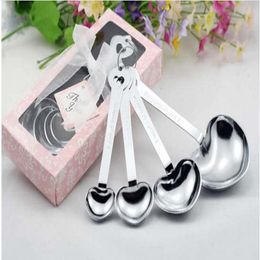 Love Wedding Favours of Simply Elegant Heart Shaped Stainless Steel Measuring Spoon Gift Box 35PCS
