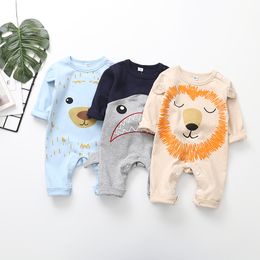 Baby Romper Newborn Infant Boys Girls Cartoon Animal Lion Printed Cotton Romper Jumpsuit INS New Autumn Kids Cute Long Sleeve Clothing