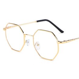 Wholesale- round glasses frame metal Korean men's and women's flat mirror fashion optical