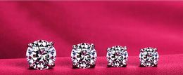 Senior designer Women men unisex classic CZ diamond stud earrings 18k white gold silver wedding post earrings CZ size 3mm 4mm 5mm 6mm 8mm 10mm