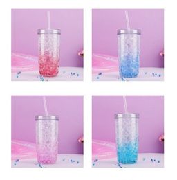 17oz Straw Cup Summer Creative Ice Tumbler with Lid and Straw Cold Preservation Double Plastic Cup Water Bottles Quickily Delivery
