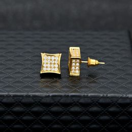 New Mens Jewellery Stud Earrings Hip Hop Cubic Zirconia Diamond Fashion Copper White Gold Filled Crystal Earring