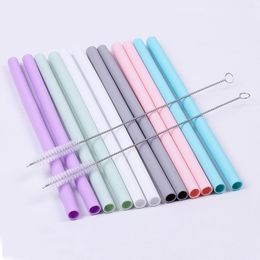 new Food silicone tube fruit juice milk teaa and coffer Drinking Straw cocktail straight tube Reusable Straw 1lot=14pcs T2I51051