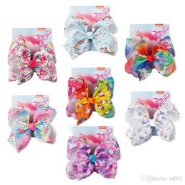 Creative Coloured Drill Wavy Edge Bowknot Barrette Jojo Siwa Hair Bows Unicorn Hairpin 7inch Girl Party Favour 7 2dz Ww