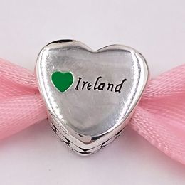 Authentic 925 Sterling Silver Beads Ireland Love Heart Charm Charms Fits European Pandora Style Jewelry Bracelets & Necklace 792015E007